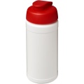 Baseline® Plus 500 ml Sportflasche mit Klappdeckel, Weiß / Rot