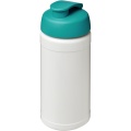 Baseline® Plus 500 ml Sportflasche mit Klappdeckel, Weiß / Aqua