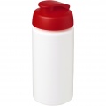 Baseline® Plus grip 500 ml Sportflasche mit Klappdeckel, Weiß / Rot