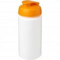 Baseline® Plus grip 500 ml Sportflasche mit Klappdeckel, Weiß / Orange