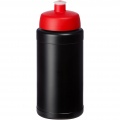 Baseline® Plus 500 ml Flasche mit Sportdeckel, Durchgehend schwarz / rot