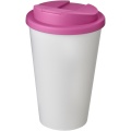 Americano® 350 ml Isolierbecher mit auslaufsicherem Schraubverschluss, Weiß / Magenta