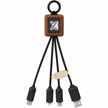 Logotrade Werbegeschenke das Foto: SCX.design C19 Easy to Use Kabel aus Holz mit Leuchtlogo