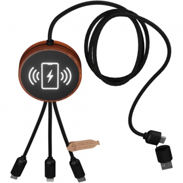 Logotrade Geschäftsgeschenke das Foto: SCX.design C40 5-in-1 Ladekabel aus rPET mit 10W Ladepad und Leuchtlogo