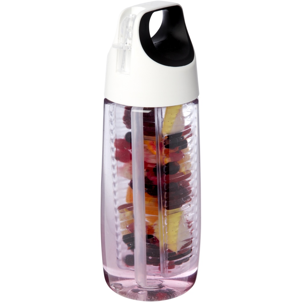 : HydroFruit 700 ml Sportflasche aus recyceltem Kunststoff mit Klappdeckel und Trinkhalm