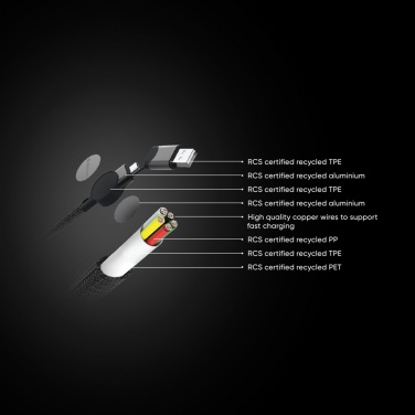 Logotrade Geschäftsgeschenke das Foto: Oakland RCS rKunststoff 1,2m 6-in-1 Fast-Charging 45W Kabel