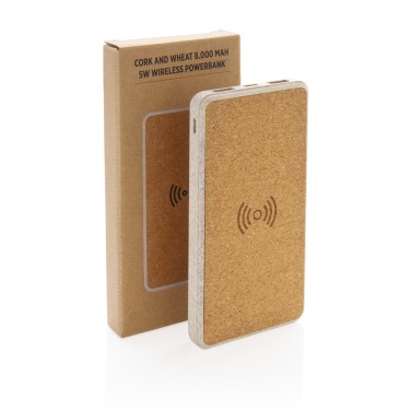 Logotrade Werbegeschenke das Foto: Kork und Weizen 8.000 mAh Wireless Powerbank