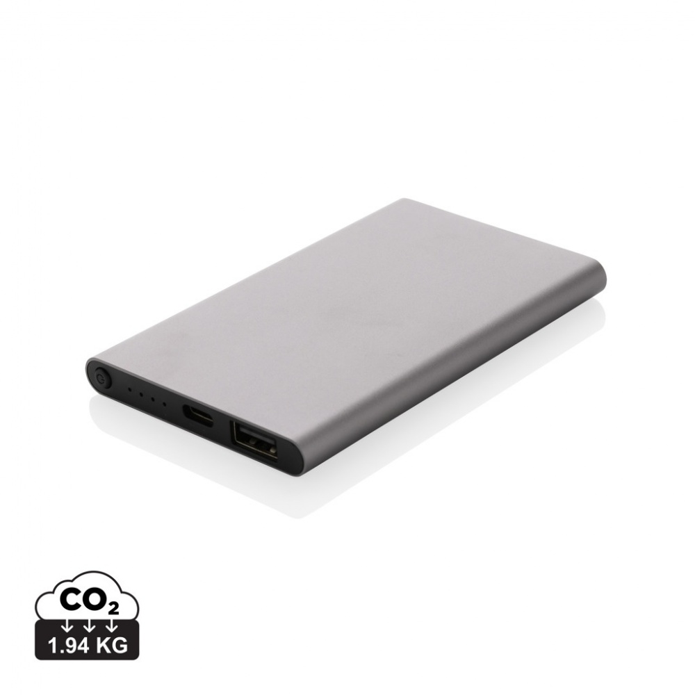 Logotrade Geschäftsgeschenke das Foto: 4.000mAh Type-C Powerbank aus RCS recyeltem ABS & Aluminium