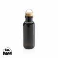 RCS rPET Flasche with Bambusdeckel und Griff, Schwarz