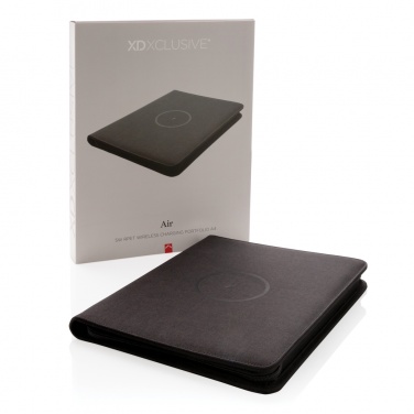 Logotrade Werbegeschenke das Foto: Air 5W Wireless Charging Portfolio A4 mit 5.000mAh Powerbank