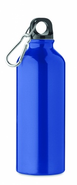 Logotrade Werbegeschenke das Foto: Einwandige 500-ml-Wasserflasche aus recyceltem Aluminium mit Karabiner