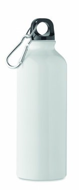 Logotrade werbemittel das Foto: Einwandige 500-ml-Wasserflasche aus recyceltem Aluminium mit Karabiner