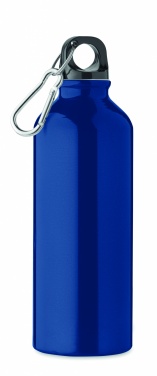 Logotrade Werbegeschenke das Foto: Einwandige 500-ml-Wasserflasche aus recyceltem Aluminium mit Karabiner