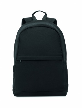 Logotrade Werbeartikel das Foto: Ein 15-Zoll-Laptop-Rucksack aus recycelter Baumwolle (Pre-Consumer) und recyceltem Polyester mit individuell anpassbarem Druck