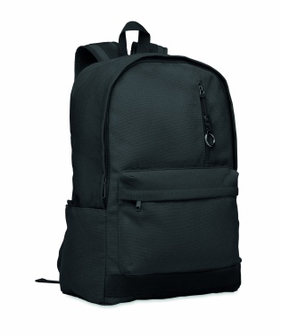 Logotrade werbemittel das Foto: Ein 15-Zoll-Laptop-Rucksack aus recycelter Pre-Consumer-Baumwolle mit individuell anpassbarem Druck