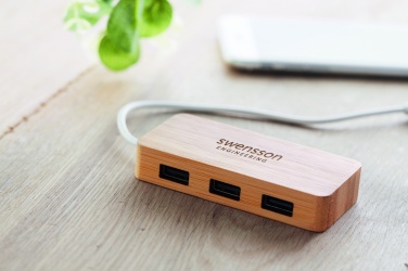 Logotrade Logogeschenke das Foto: 3 Port 2.0 USB Hub Bambus