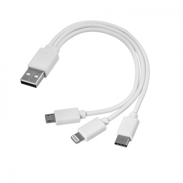 Logotrade werbemittel das Foto: 3-in-1-USB-Kabel Typ C + Micro-USB + Lightning