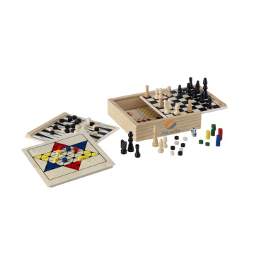 Logotrade Firmengeschenke das Foto: WoodGame 5-in-1 Spielset