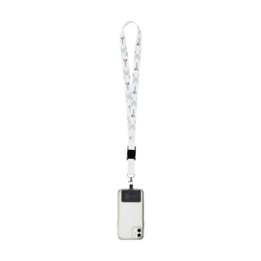 Logotrade Werbegeschenke das Foto: Lanyard Sublimatie Buckle RPET 2 cm mit aufgesetztem Schlüsselband