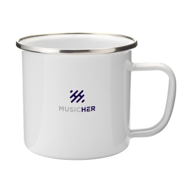 Logotrade werbemittel das Foto: Retro Silber Emaille Tasse 350 ml