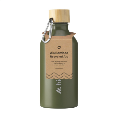 Logotrade Werbeartikel das Foto: AluBamboo GRS Recycled Alu 500 ml Wasserflasche