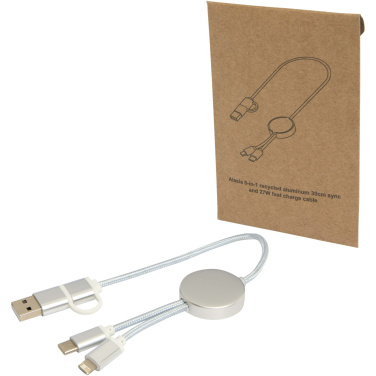 Logotrade Firmengeschenke das Foto: Alasia 30 cm 5-in-1 Kabel aus recyceltem Kunststoff für Datenübertragung und 27W Schnellladung