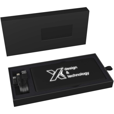 Logotrade Geschäftsgeschenke das Foto: SCX.design P30 8000 mAh Solar Powerbank mit Leuchtlogo