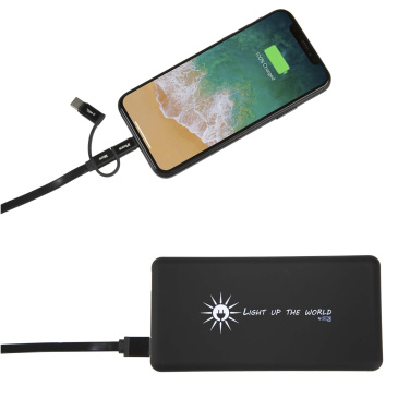 Logotrade Geschäftsgeschenke das Foto: SCX.design P30 8000 mAh Solar Powerbank mit Leuchtlogo