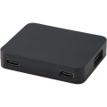 Gaia 4 Port USB Hub mit USB-A- und Typ-C-Ausgang und zwei Eingängen aus recyceltem Kunststoff, Tiefschwarz