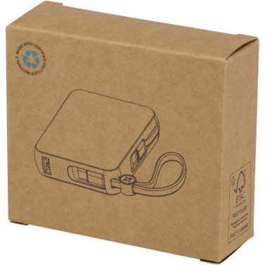 Logotrade Werbegeschenke das Foto: Acrux 35 W 10.000 mAh Tablet Powerbank mit integriertem Typ-C-Kabel aus recyceltem Kunststoff