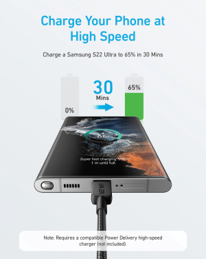 Logotrade Werbeartikel das Foto: Anker USB-C to USB-C Kabel - 1.8 Meter, 60W