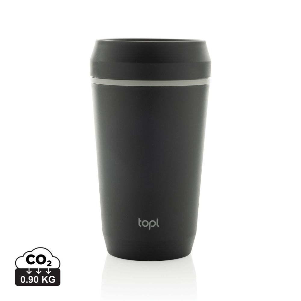 Logotrade Firmengeschenke das Foto: Topl-Becher aus rec. Kunststoff mit 360-Grad-Deckel 354ml