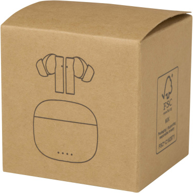 Logotrade Werbeartikel das Foto: Alterf True Wireless Bluetooth® Headset aus recyceltem Kunststoff mit Silikon-Ohrstöpseln