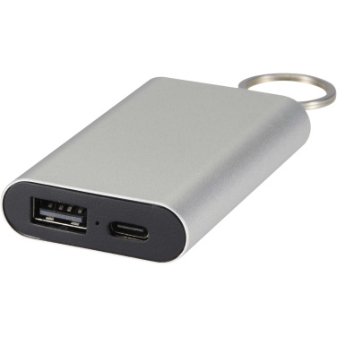 Logotrade Firmengeschenke das Foto: Arcturus 2000 mAh Powerbank aus recyceltem Aluminium mit Schlüsselanhänger