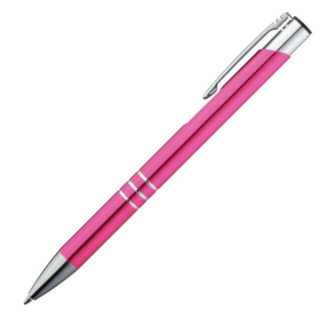 Logo trade promotional giveaways image of: Metal ball pen 'Ascot'  color pink