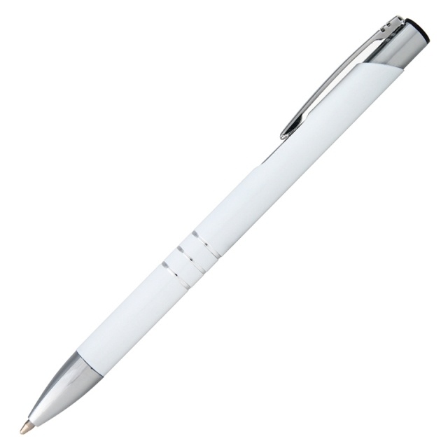 Logo trade promotional merchandise picture of: Metal ball pen 'Ascot'  color white