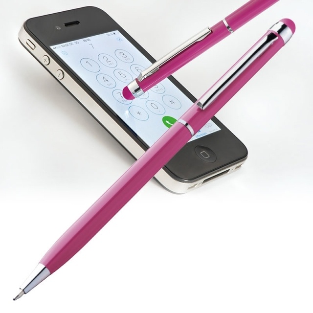 Logo trade promotional product photo of: Ball pen with touch pen 'New Orleans'  color pink