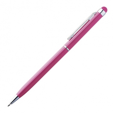 Logo trade promotional products image of: Ball pen with touch pen 'New Orleans'  color pink