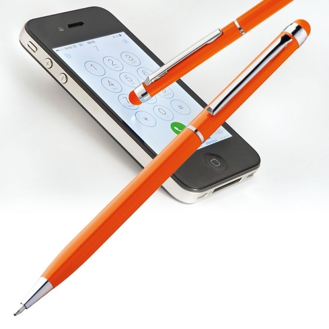 Logo trade promotional giveaways picture of: Ball pen with touch pen 'New Orleans'  color orange