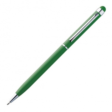 Logo trade promotional giveaways image of: Ball pen with touch pen 'New Orleans'  color green