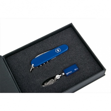 Logo trade promotional merchandise image of: Elegant giftset in blue colour  8GB	color blue