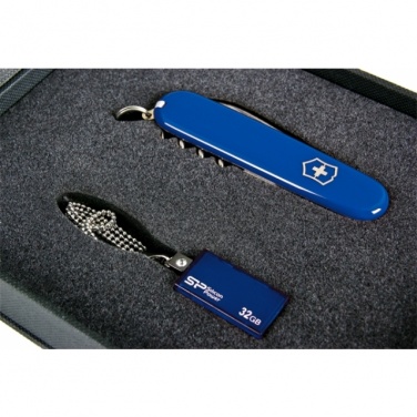 Logo trade promotional merchandise picture of: Elegant giftset in blue colour  8GB	color blue