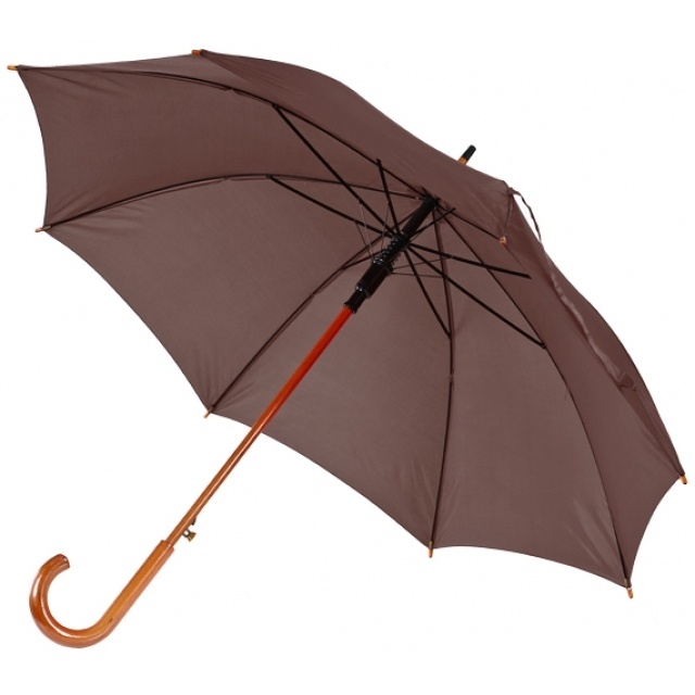 Logo trade promotional gifts image of: Wooden automatic umbrella NANCY  color brown