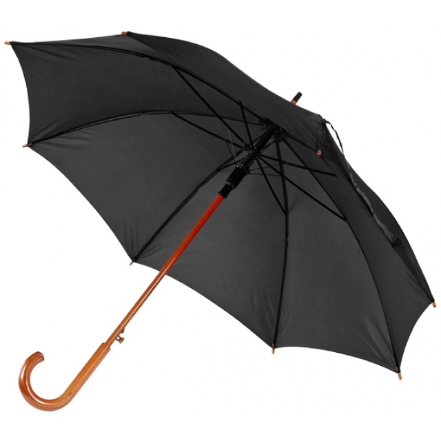 Logo trade advertising product photo of: Wooden umbrella NANCY, black