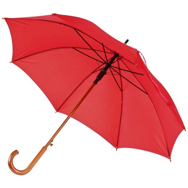 Logotrade corporate gifts photo of: Wooden automatic umbrella Nancy, red