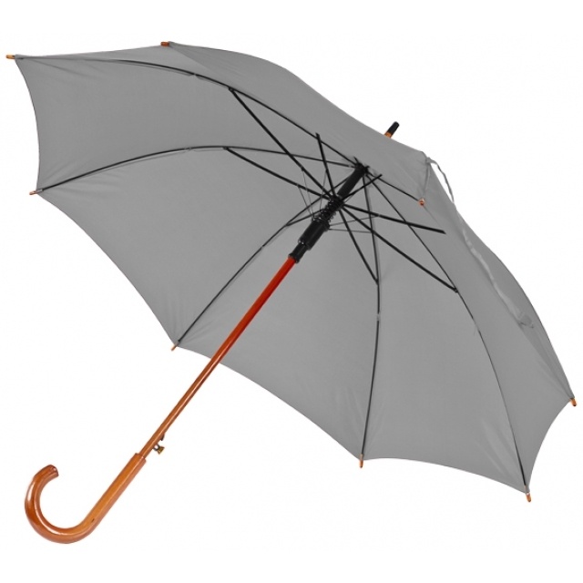Logo trade promotional merchandise image of: Wooden automatic umbrella NANCY  color grey