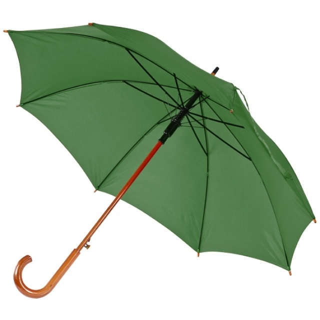 Logo trade corporate gifts image of: Wooden automatic umbrella NANCY  color dark green