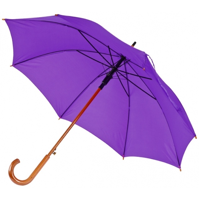 Logo trade promotional gifts picture of: Wooden automatic umbrella NANCY  color purple