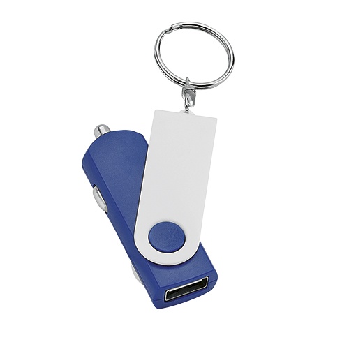 Logotrade promotional merchandise photo of: USB car power adapter with key ring, blue