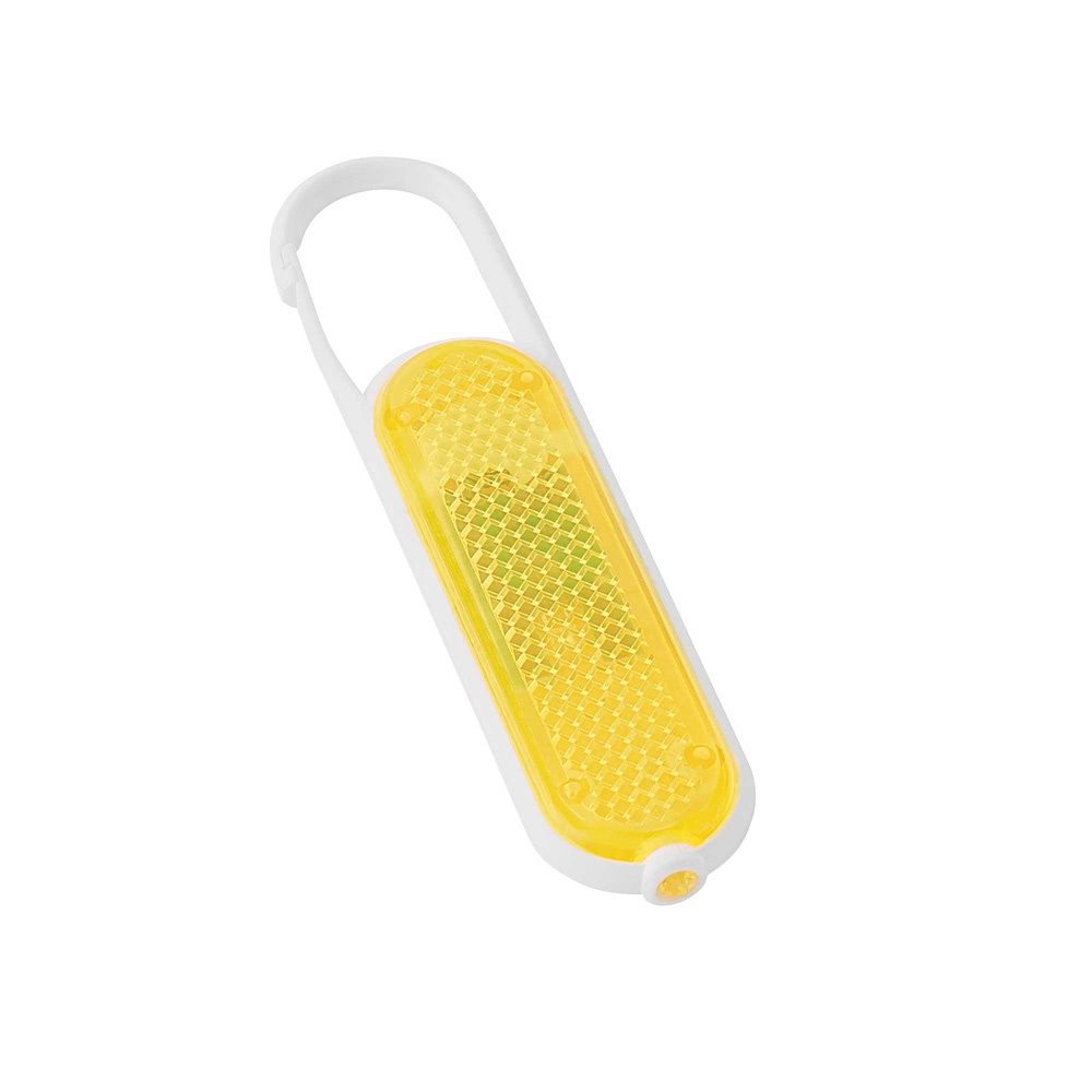 Logo trade corporate gifts image of: Plastic safety reflector with carabiner and light, yellow